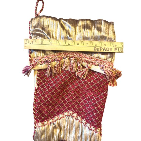 Victorian Set Of 4 Vintage Gold & Red Christmas Stockings Tassel & Cord Detail - Picture 5 of 15